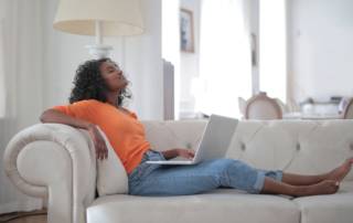 woman relaxing cool home