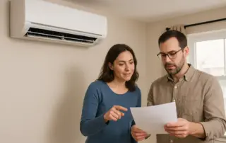 couple in living room with mini split